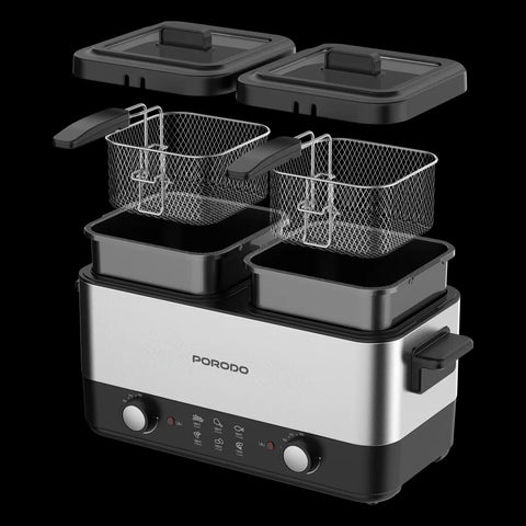 Electric dual basket deep fryer 1.5L x 2, 1800W stainless steel - main photo