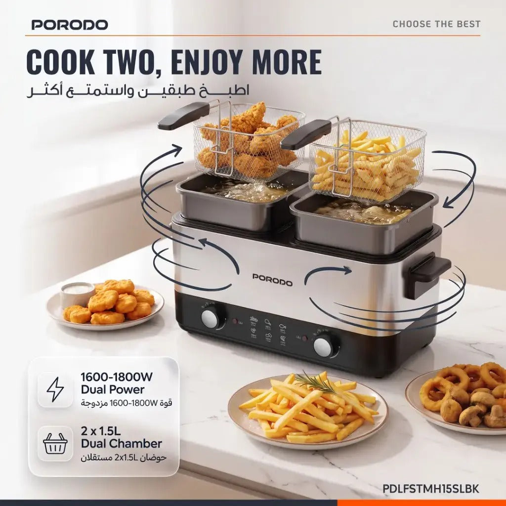 Electric dual basket deep fryer 1800W - photo 5