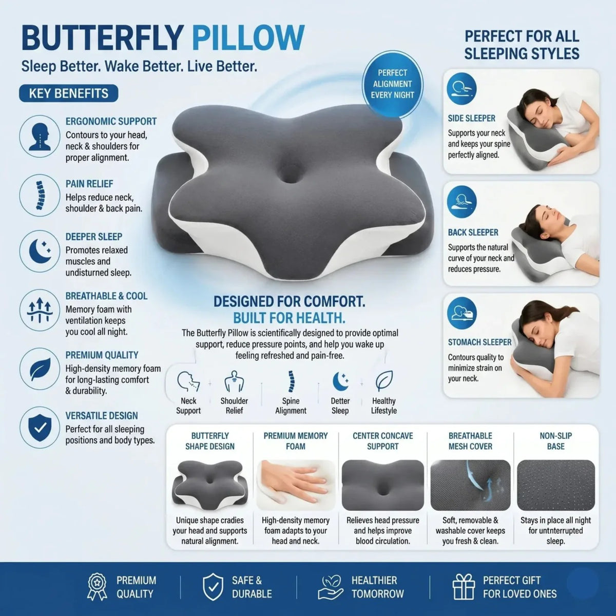 Memory foam neck pillow with ice silk cover - photo 10