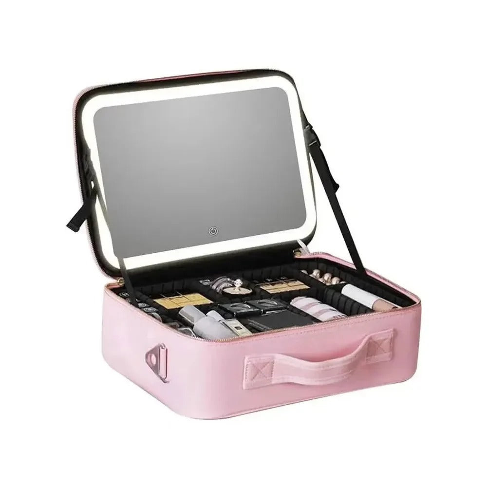 Smart LED cosmetic case with mirror – LED mirror lit up