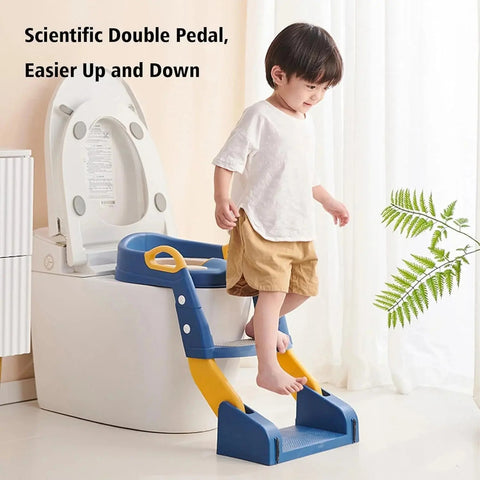 Toddler toilet seat with foldable ladder for boys and girls age 1 to 7 - main photo