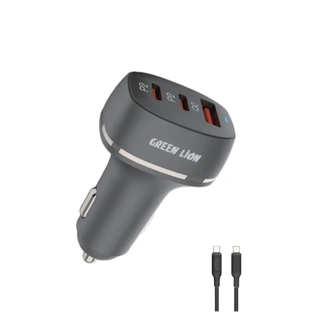 Green Lion dual PD and QC 3.0 50W car charger in black