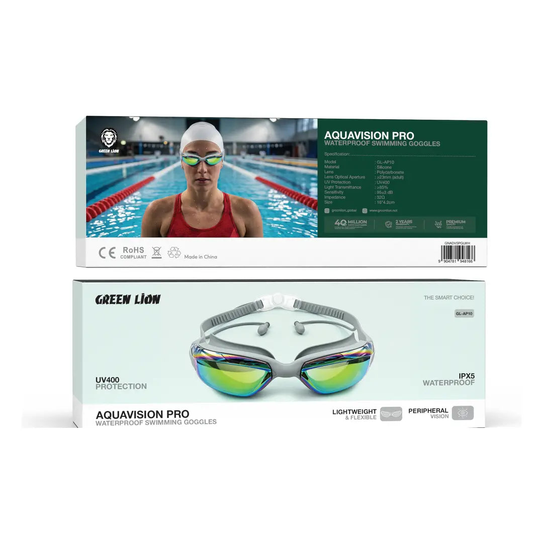 Green Lion AquaVision Pro waterproof swimming goggles