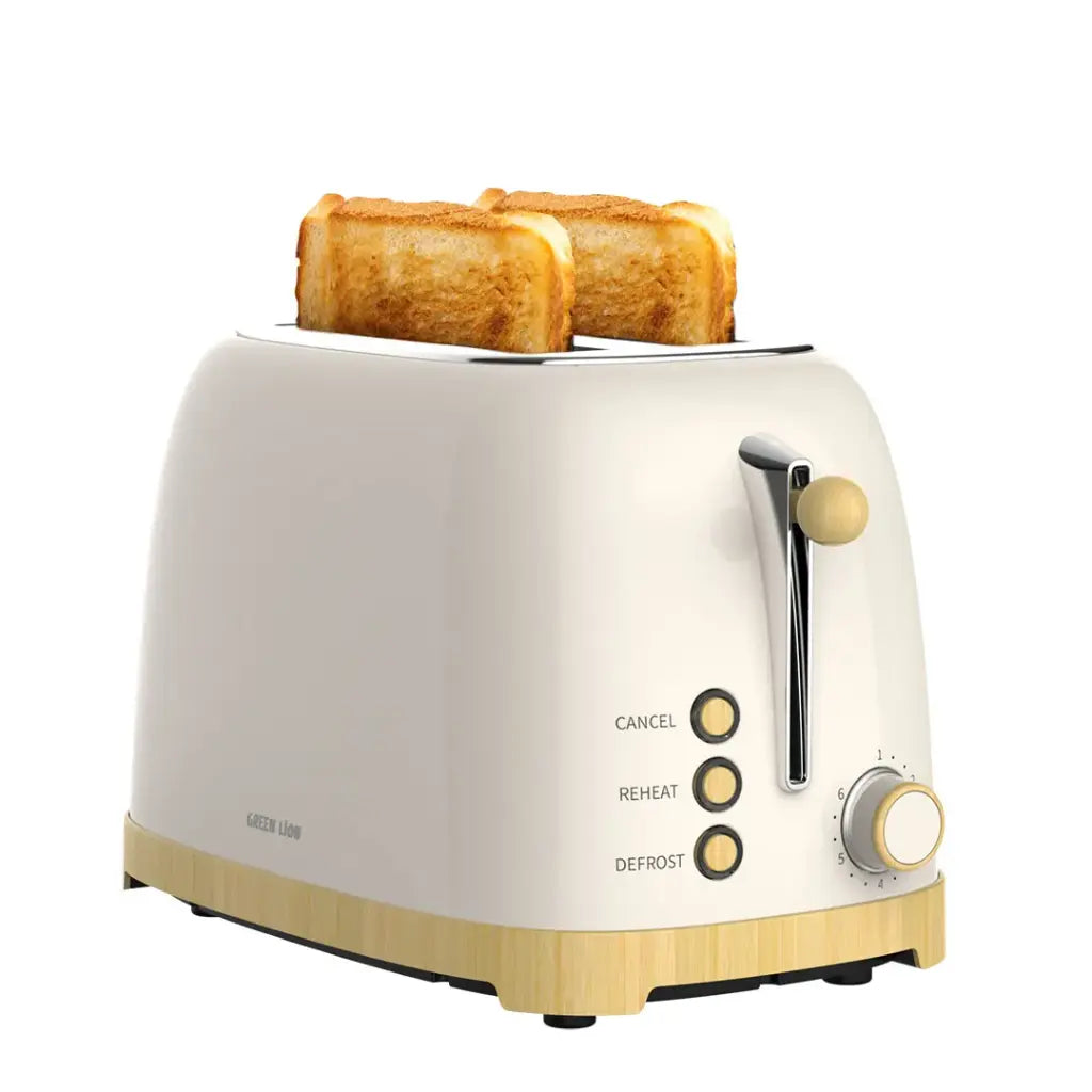 Front view of the Green Lion beige toaster