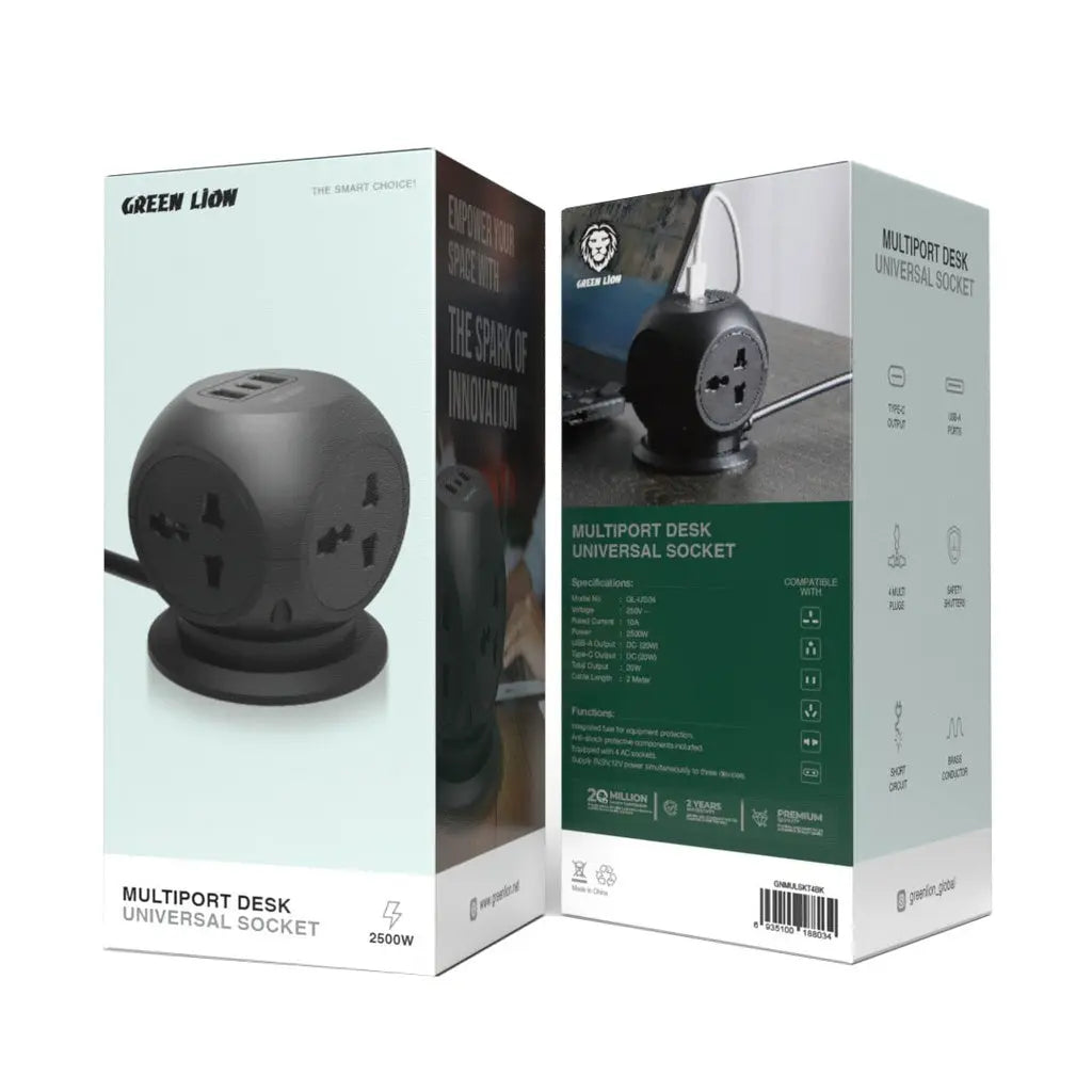 Green Lion desk socket with multiple charging ports