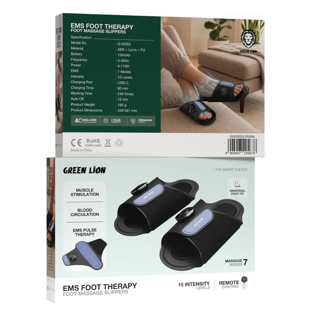 Green Lion EMS foot therapy slippers detail view