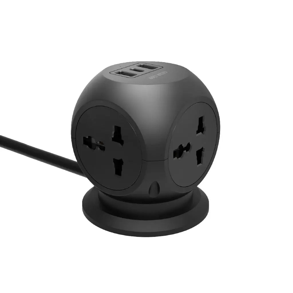Green Lion MultiPort desk universal socket in black