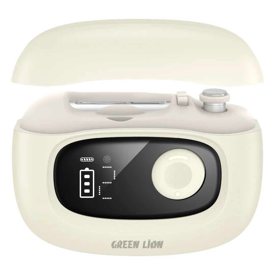 Green Lion electric nail care device with digital display in cream