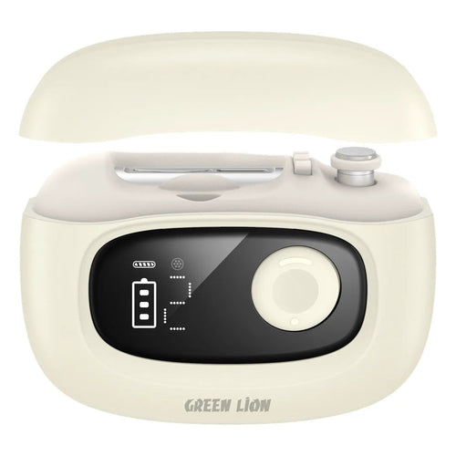 Green Lion electric nail care device with digital display in cream