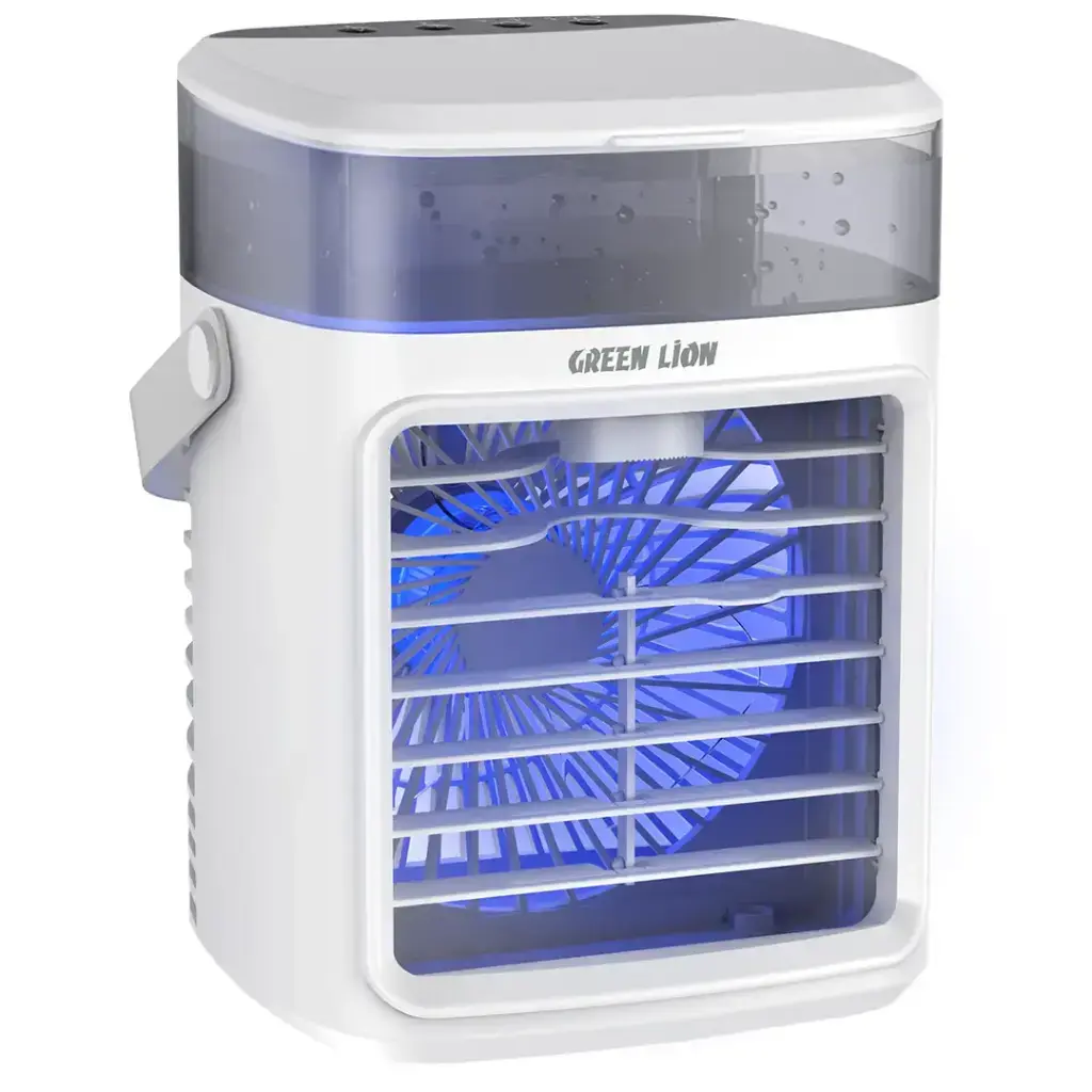 Green Lion rechargeable air cooler fan with 400mL water tank in white