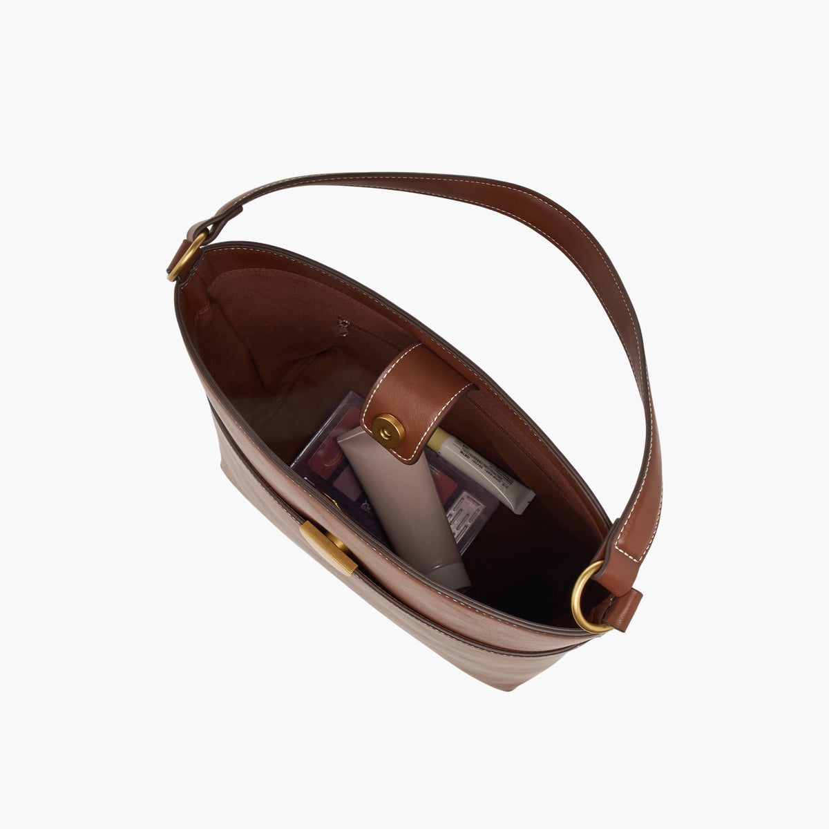 Interior view of the pocket detail bucket bag