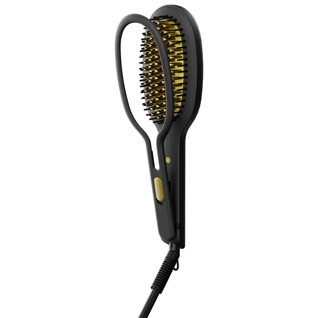 Black and gold ceramic hair straightener by Porodo