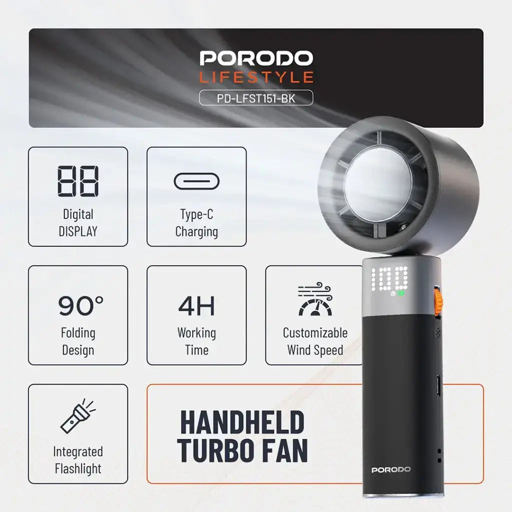 Porodo portable turbo fan detail view