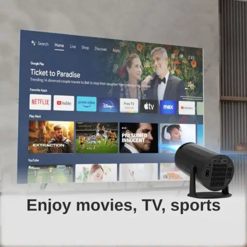 Porodo projector showing a movie on the wall
