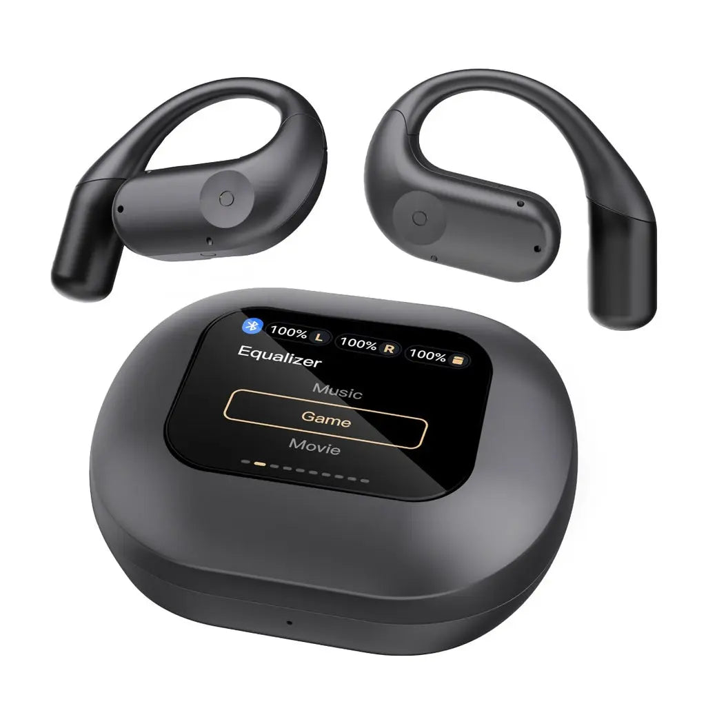 Powerology air conduction ENC earbuds with display charging case