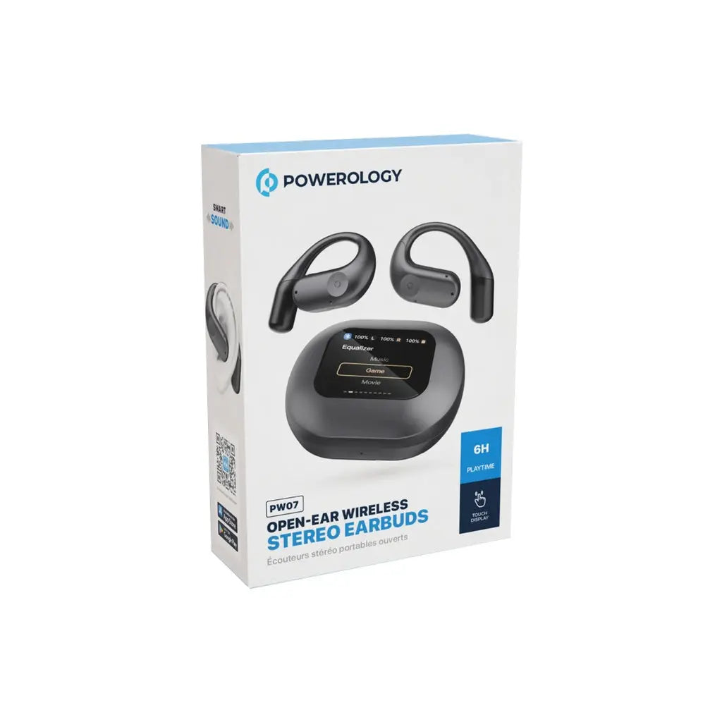 Powerology open-ear wireless stereo earbuds in black