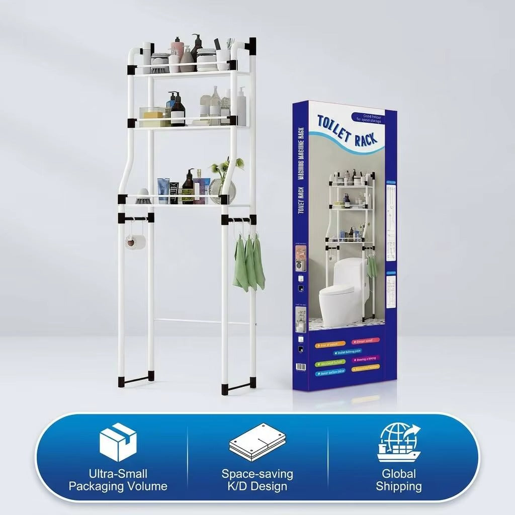 Bathroom toilet storage rack – close-up of shelving